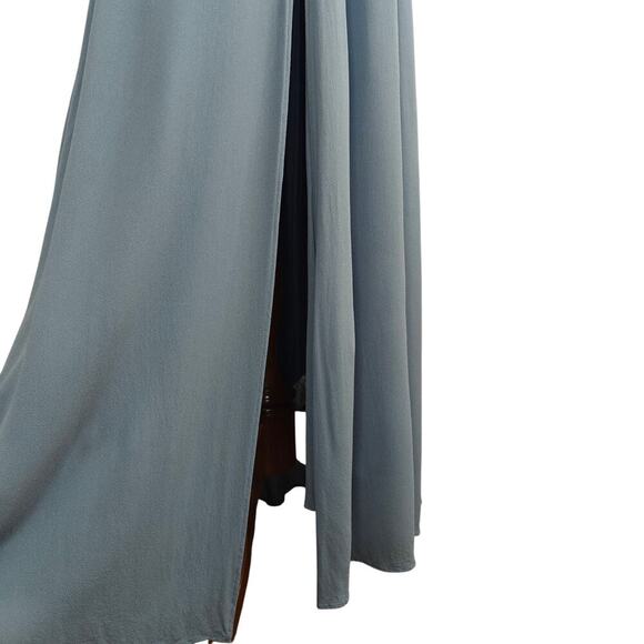 Reformation Andee Halter Maxi Dress Size 12 Mineral Blue Side Slit Romantic - Picture 7 of 15